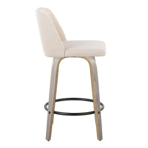 Toriano - Contemporary Fixed Height Counter Stool With Swivel & Round Footrest (Set of 2) by Couch.com