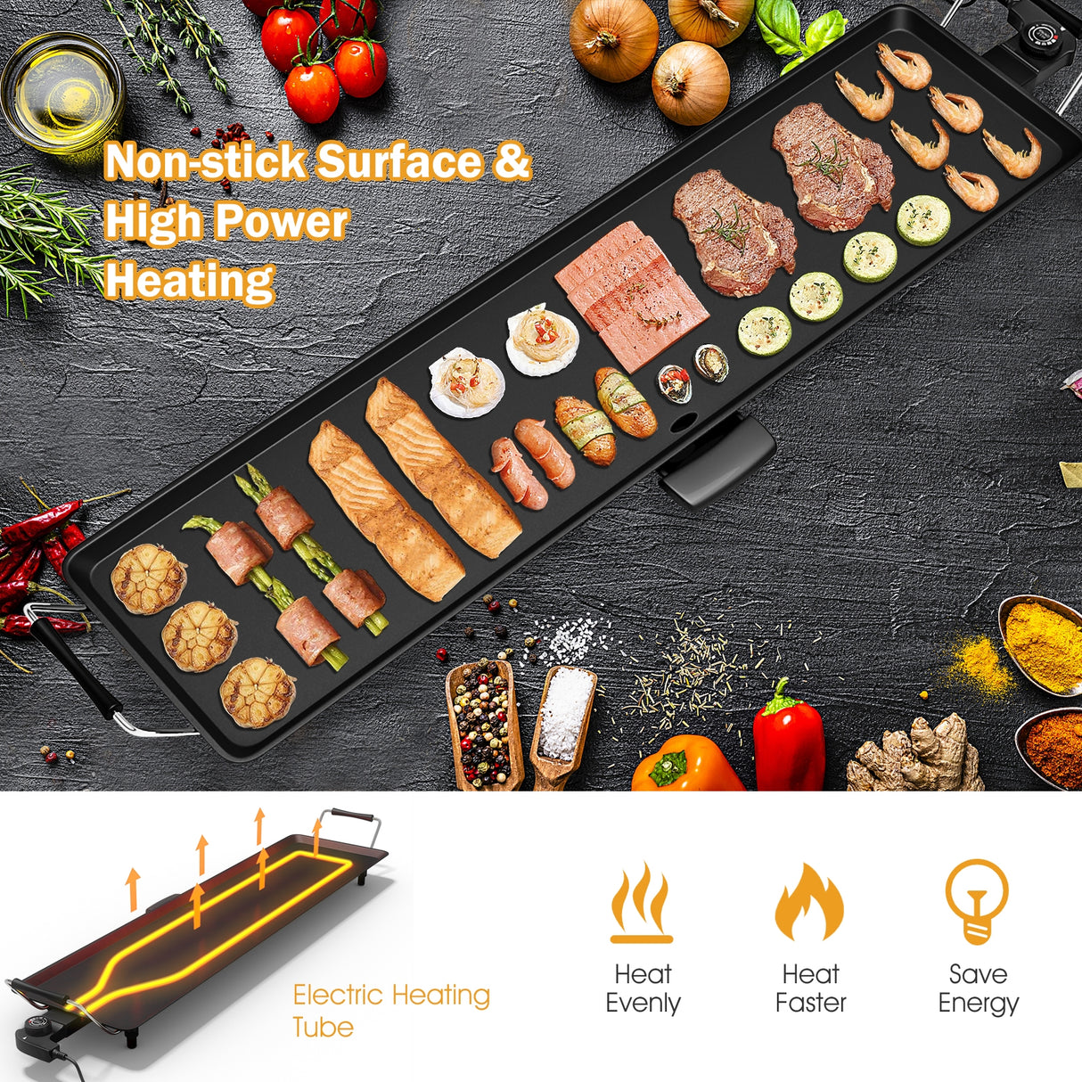 35 Inch Costway Electric Griddle Teppanyaki Grill with Adjustable Temperature