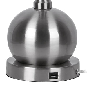 Jules - Contemporary Table Lamp Built In USB Port (Set of 2) - Nickel / White by Couch.com