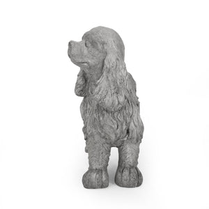 Charming Cocker Spaniel Dog Statue Bench Gray Magnesium Oxide