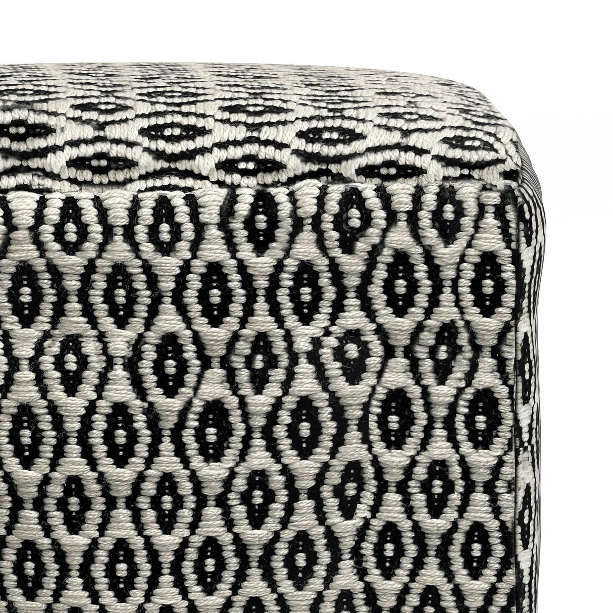 Kiana - Square Woven Outdoor / Indoor Pouf - Black / White by Couch.com