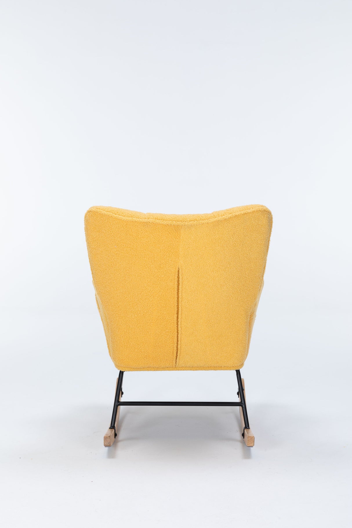 Couch.com Rocking Chair Nursery, Teddy Upholstered Glider Rocker With High Backrest, Reading Chair Modern Rocking Accent Chairs Glider Recliner For Living Room Yellow, Durable Design by Couch.com