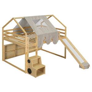 Loft Bed With House Shaped Frame And Tent by Couch.com
