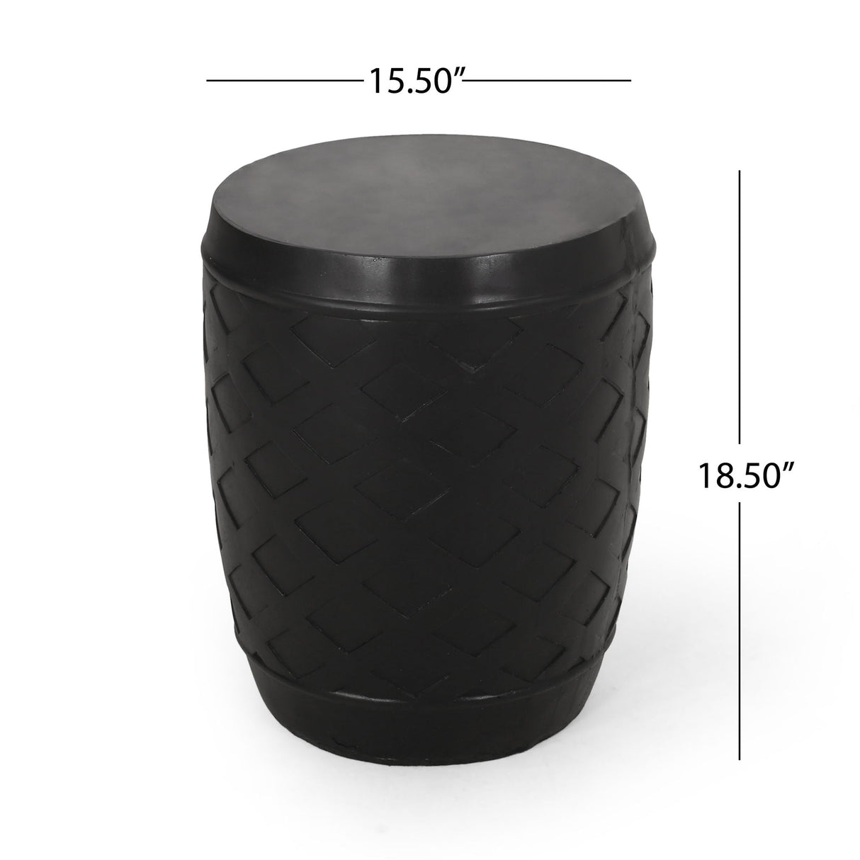 Outdoor Side Table With Lattice Design And Round Top - Black by Couch.com