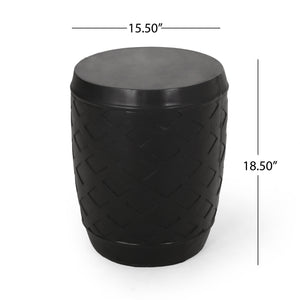 Outdoor Side Table With Lattice Design And Round Top - Black by Couch.com
