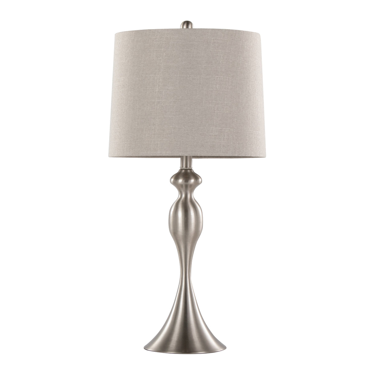 Ashland 27" Contemporary Metal Table Lamp Set in Brushed Nickel