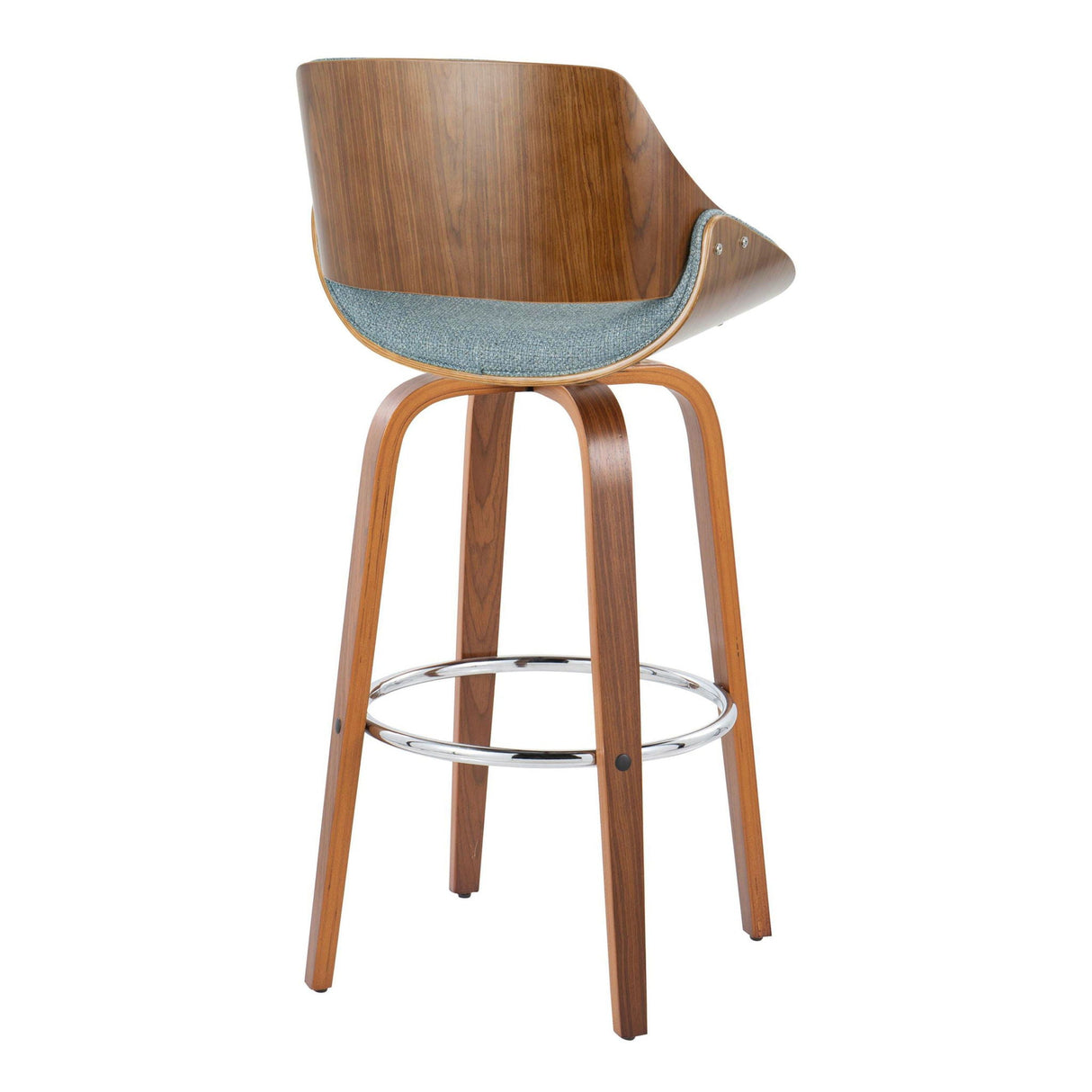Fabrizzi - Mid Century Modern Fixed Height Barstool With Swivel With Round Footrest (Set of 2) by Couch.com