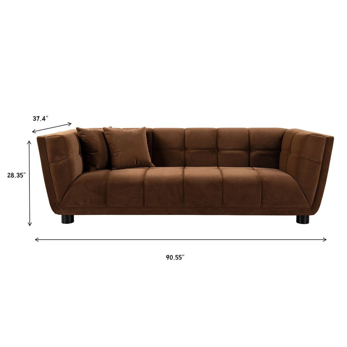 Mid-Century Modern Style Sofa With Velvet Fabric And Solid Wood Feet For 2 People by Couch.com