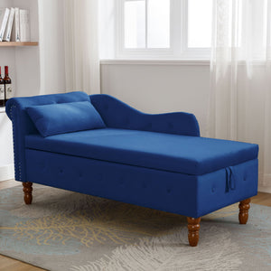 Chaise Lounge Indoor, Velvet Lounge Chair For Bedroom With Storage & Pillow, Modern Upholstered Rolled Arm Chase Lounge For Sleeping With Nailhead Trim For Living Room Bedroom Office by Couch.com