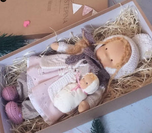 Handmade Plush Doll Golden Curly Girl Finished Product