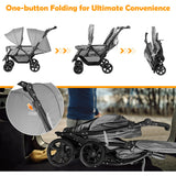 Foldable Lightweight Front Back Seats Double Baby Stroller-Black