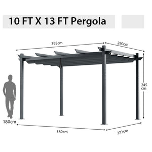 10 x 13 Feet Outdoor Aluminum Retractable Pergola Canopy Shelter-Gray by DirectDeals