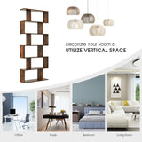 6 Tier S-Shaped Bookshelf Storage Display Bookcase Decor Z-Shelf -Black