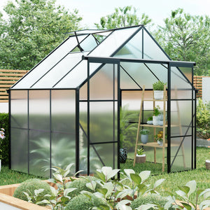 Double Door Polycarbonate house Raised Base And Anchor Aluminum Heavy Duty Walk In houses For Outdoor Backyard In All Season