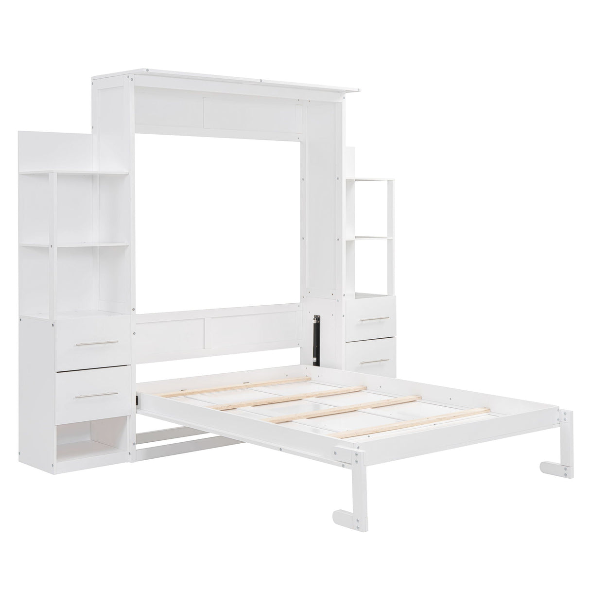 Murphy Wall Bed With LED Lights, Shelves And Drawers by Couch.com