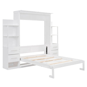 Murphy Wall Bed With LED Lights, Shelves And Drawers by Couch.com