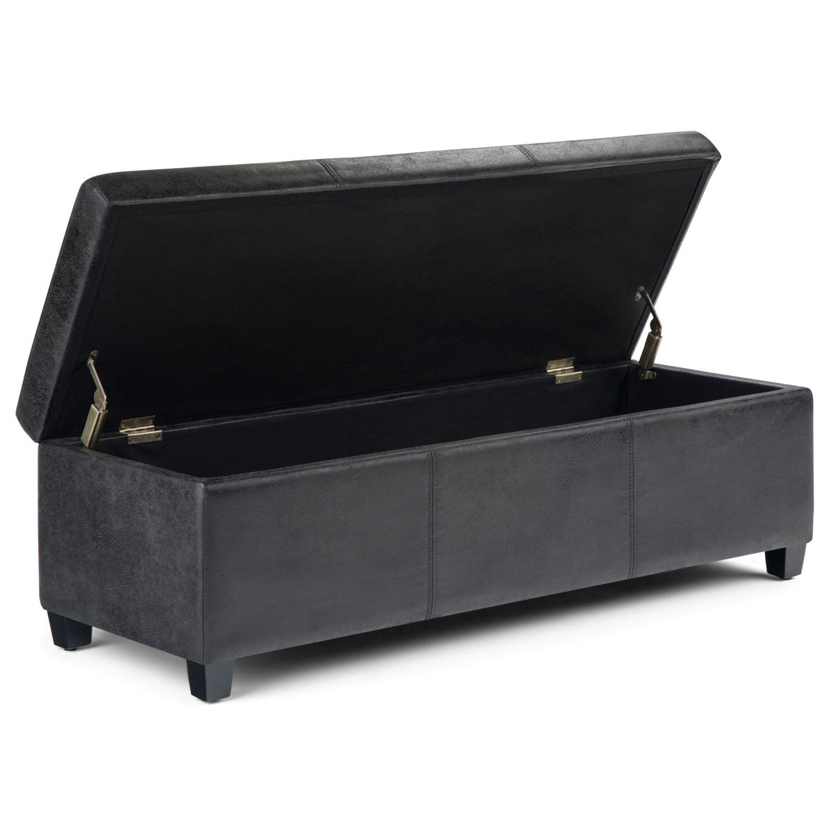 Avalon - Storage Ottoman Bench - Distressed Black by Couch.com