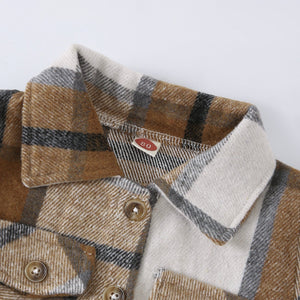 Medium And Large Children's Fleece Plaid Shirt T-shirt Casual