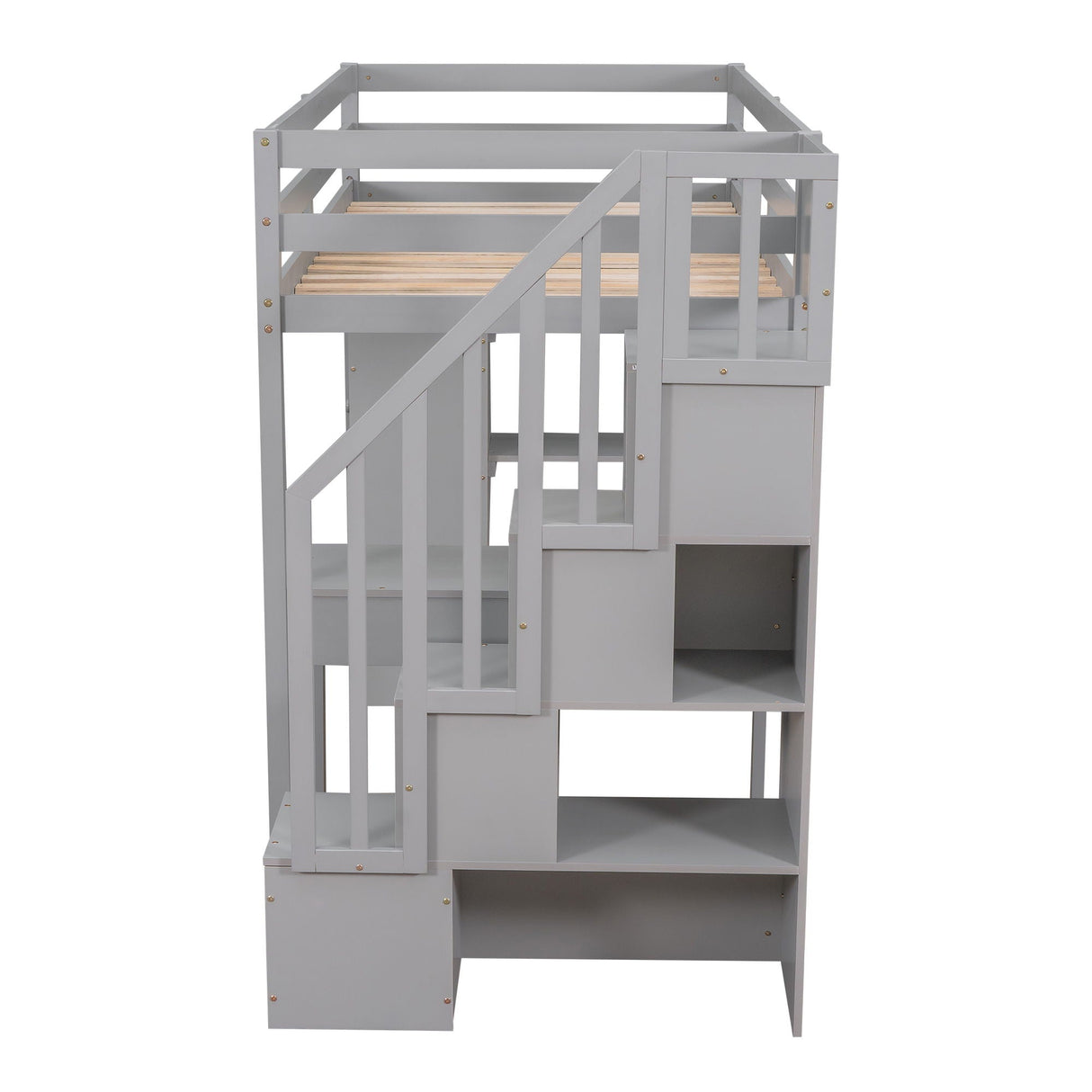Loft Bed With Storage Drawers, Desk And Stairs With Shelves by Couch.com