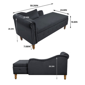 Chaise Lounge Indoor, Velvet Lounge Chair For Bedroom With Storage & Pillow, Modern Upholstered Rolled Arm Chase Lounge For Sleeping With Nailhead Trim For Living Room Bedroom Office by Couch.com