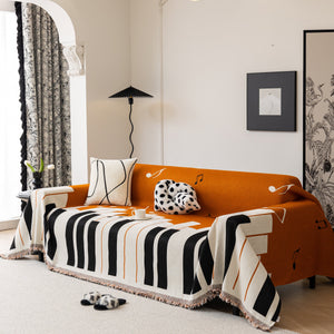 Cozy Chenille Dynamic Notes Sectional Couch Cover Blanket, Perfect Couch Throw Covers for Pets