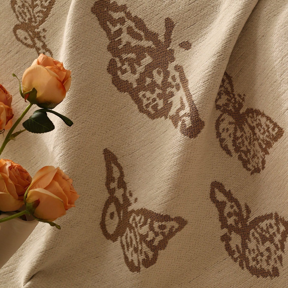 Butterfly Jacquard Soft Couch Blankets Cover for Couch Reversible Modern Sofa Slipcover Throw Covers