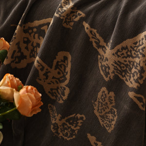 Butterfly Jacquard Soft Couch Blankets Cover for Couch Reversible Modern Sofa Slipcover Throw Covers