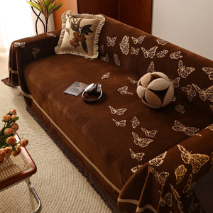 Butterfly Jacquard Soft Couch Blankets Cover for Couch Reversible Modern Sofa Slipcover Throw Covers