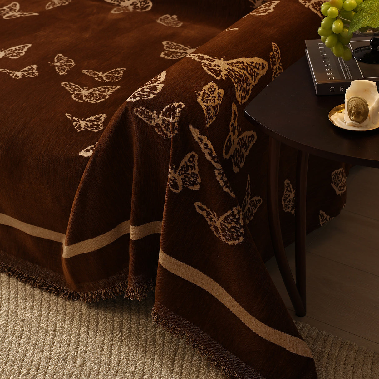 Butterfly Jacquard Soft Couch Blankets Cover for Couch Reversible Modern Sofa Slipcover Throw Covers