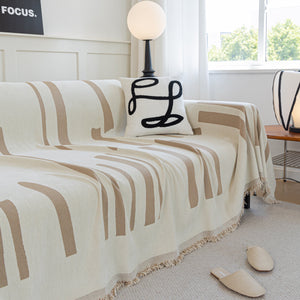 Soft Cozy Chenille Throw Cover for Couch with Tassel Accents, Dustproof Soft Throws for Sofa