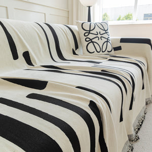 Soft Cozy Chenille Throw Cover for Couch with Tassel Accents, Dustproof Soft Throws for Sofa