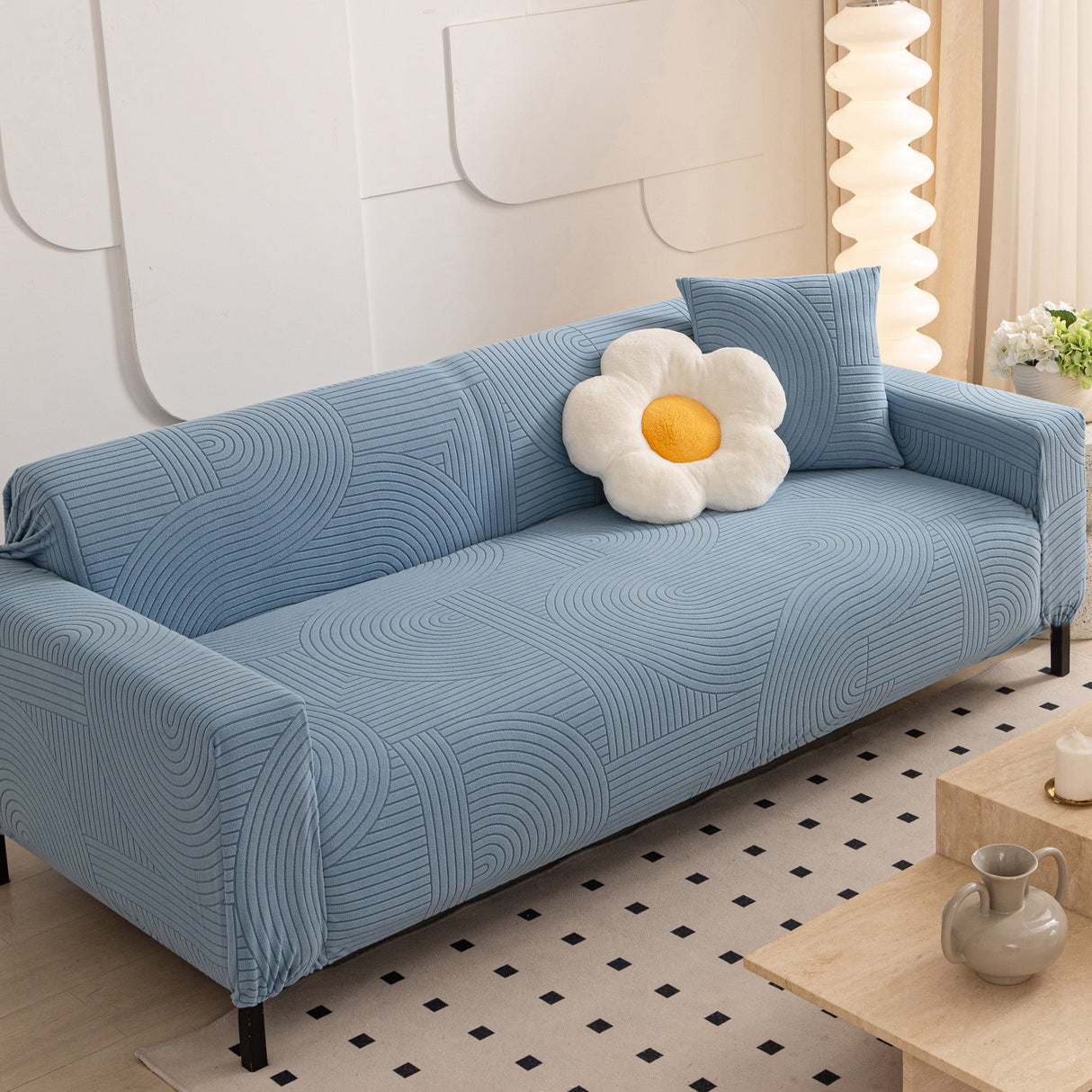 Fleece Stretch Sofa Slipcover Washable Soft Spandex Couch Cover Furniture Protector