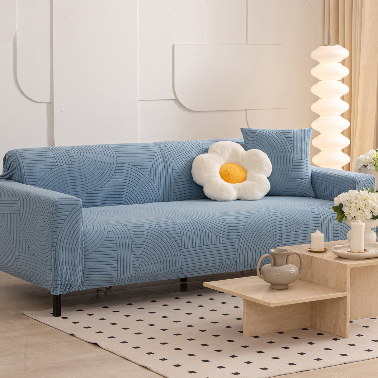 Fleece Stretch Sofa Slipcover Washable Soft Spandex Couch Cover Furniture Protector