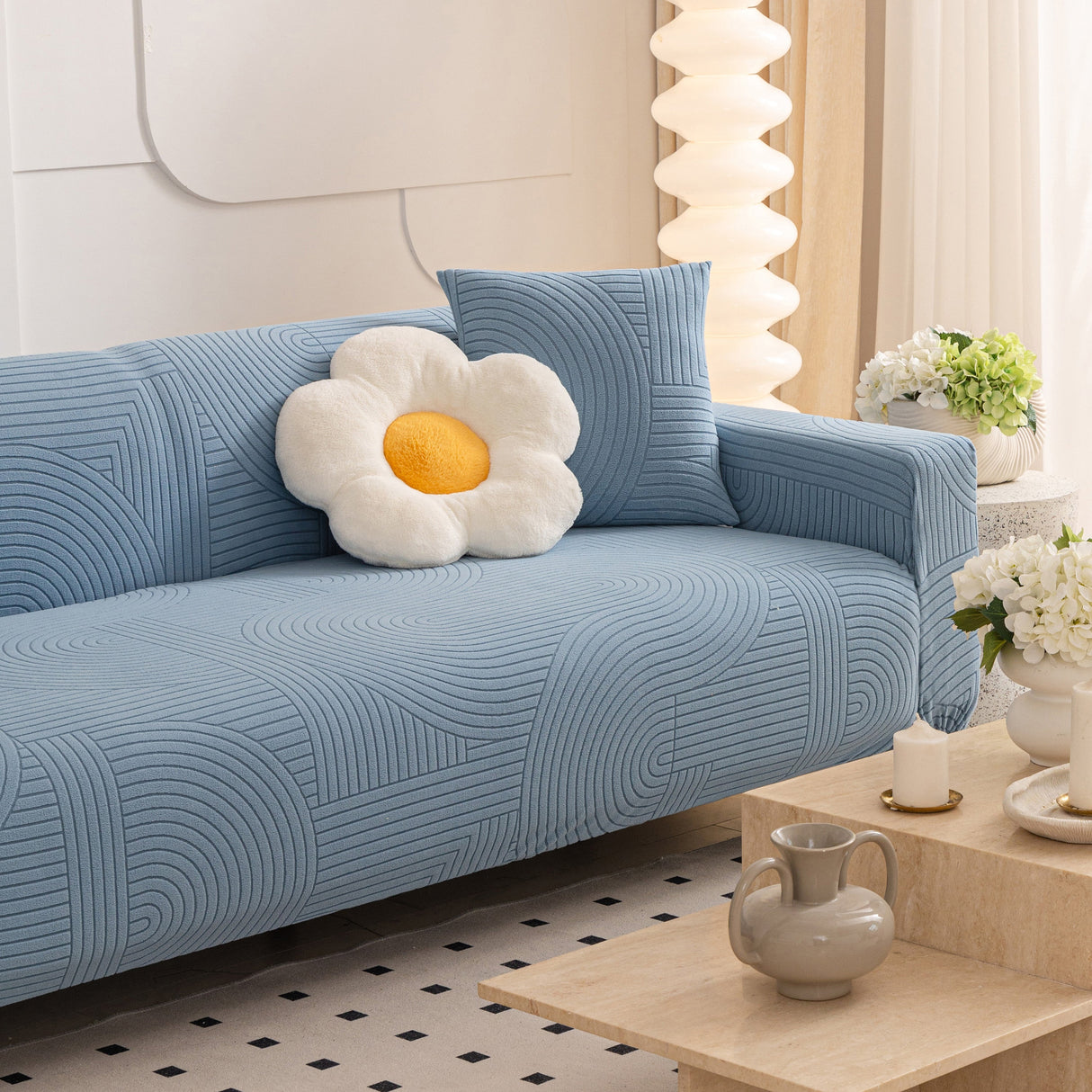 Fleece Stretch Sofa Slipcover Washable Soft Spandex Couch Cover Furniture Protector