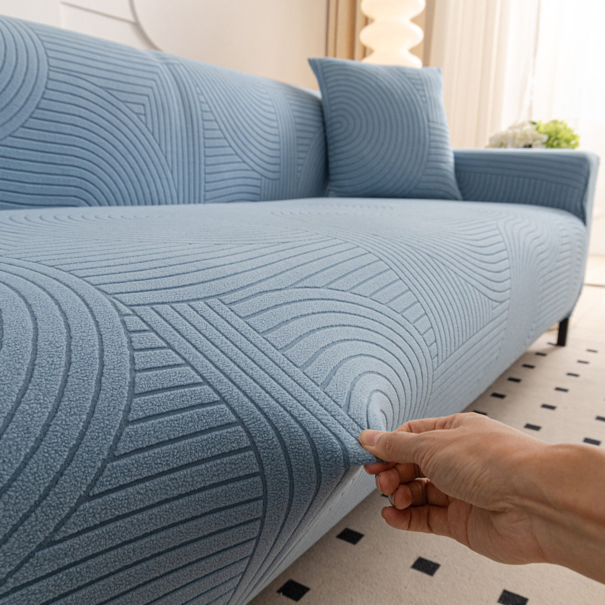 Fleece Stretch Sofa Slipcover Washable Soft Spandex Couch Cover Furniture Protector