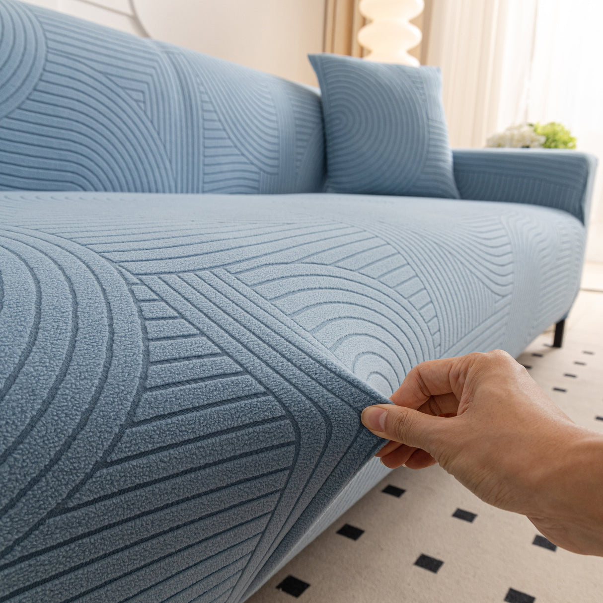Fleece Stretch Sofa Slipcover Washable Soft Spandex Couch Cover Furniture Protector