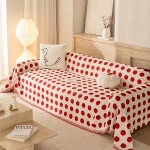 Chenille Polka Dot Sofa Cover Throw, Soft Thick Couch Cover Blanket Furniture Covers