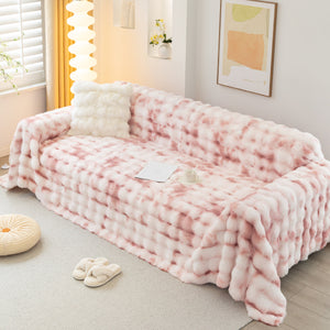Thick Faux Fur Couch Cover Fluffy Fuzzy Warm Washable Furniture Protector for Kids Pets