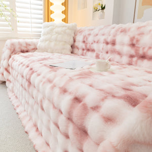 Thick Faux Fur Couch Cover Fluffy Fuzzy Warm Washable Furniture Protector for Kids Pets