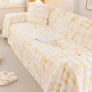 Thick Faux Fur Couch Cover Fluffy Fuzzy Warm Washable Furniture Protector for Kids Pets