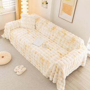 Thick Faux Fur Couch Cover Fluffy Fuzzy Warm Washable Furniture Protector for Kids Pets