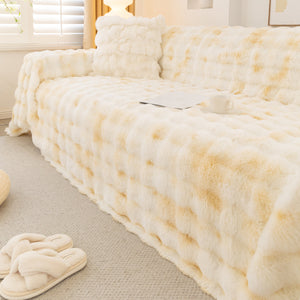 Thick Faux Fur Couch Cover Fluffy Fuzzy Warm Washable Furniture Protector for Kids Pets