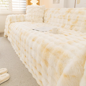 Thick Faux Fur Couch Cover Fluffy Fuzzy Warm Washable Furniture Protector for Kids Pets