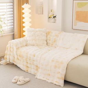 Thick Faux Fur Couch Cover Fluffy Fuzzy Warm Washable Furniture Protector for Kids Pets