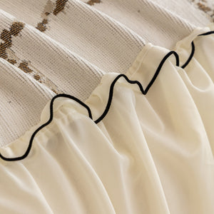 Grid Sofa Cover with Ruffle Skirt – Soft, Decorative, Full-Cover Couch Protector