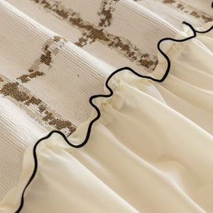 Grid Sofa Cover with Ruffle Skirt – Soft, Decorative, Full-Cover Couch Protector