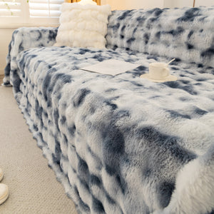 Thick Faux Fur Couch Cover Fluffy Fuzzy Warm Washable Furniture Protector for Kids Pets