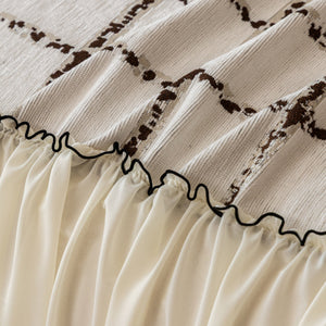 Grid Sofa Cover with Ruffle Skirt – Soft, Decorative, Full-Cover Couch Protector