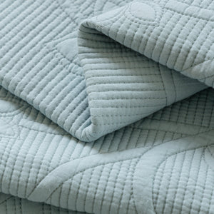 Floral Cotton Quilted Sofa Cover, Non-Slip Couch Protector with Scalloped Edges