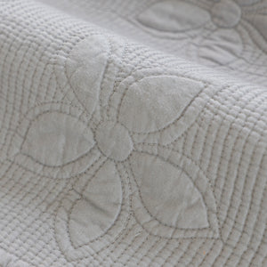 Floral Cotton Quilted Sofa Cover, Non-Slip Couch Protector with Scalloped Edges